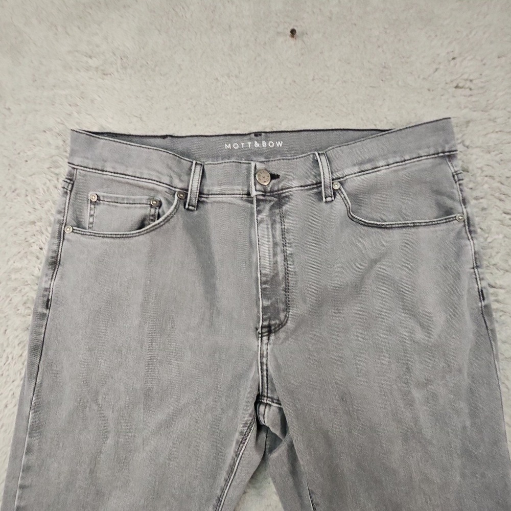 Mott Bow Jeans Mens 34x30 Slim Stone Gray Minimalist Preppy Ultra Soft Stretch - Picture 2 of 16